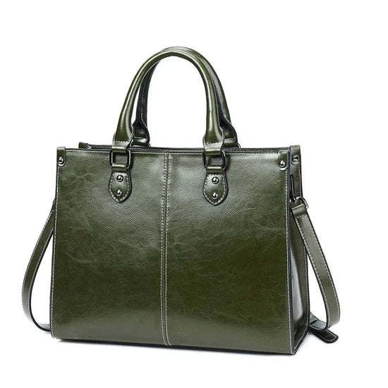 Oil wax stitching leather handbag - DanaFashionstore
