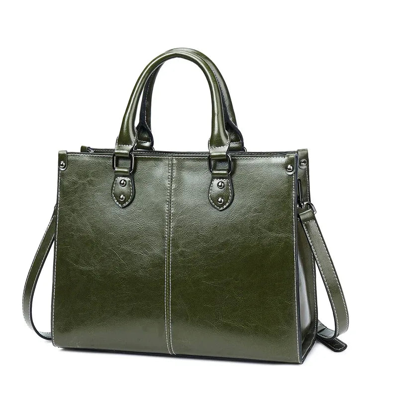 Oil wax stitching leather handbag - DanaFashionstore