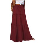 Women's Elastic High Waist A-Line Pleated Casual Maxi Dress