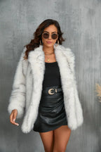 Winter Coat Warm Lapel Long Fluffy Faux Fur Coat Women Loose Long Sleeve Jacket Outerwear Clothing - DanaFashionstore