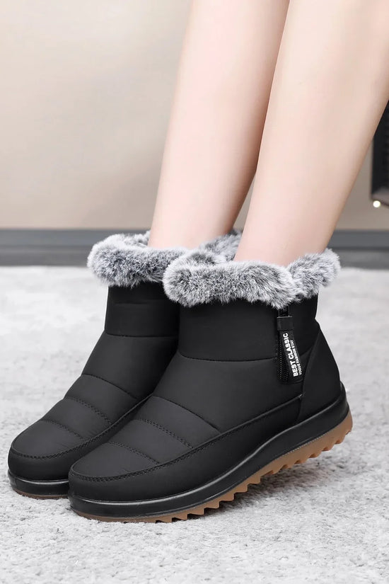 Winter Snow Boot With Side Zipper Fashion Warm Plush Ankle Boots Women's Fleece Short Shoes - DanaFashionstore