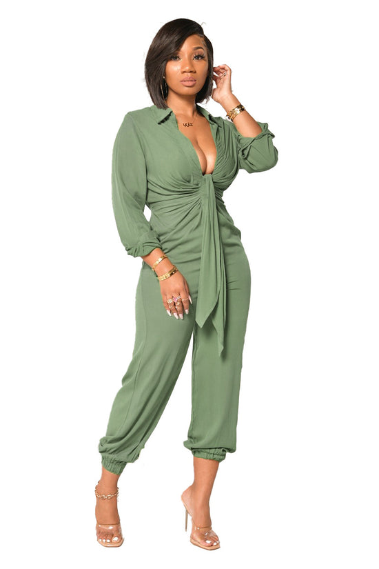 Sexy long sleeve V-neck Jumpsuit