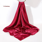 Pure Color Silk Scarf Artificial Silk 90cm Shiny Satin Shawl - DanaFashionstore