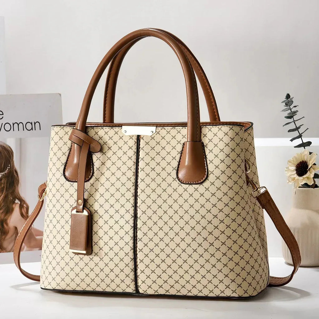New Printed Tote Portable Shoulder Crossbody Women's Bag Middle-aged Lady Mother High Sense - DanaFashionstore