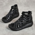 New Ethnic Style Retro Wedge Sandals Women's Casual Bag Heel Sandal Boots Cowhide Fish Mouth Sandals - DanaFashionstore