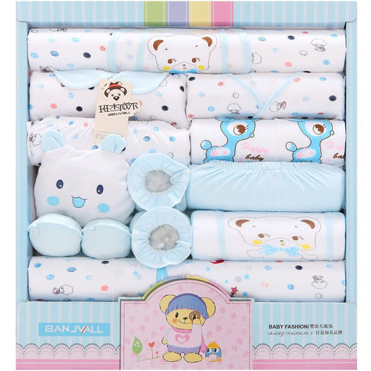 18-piece Cotton Newborn Gift Box Baby Clothes Set Newborn Baby Underwear Supplies $61.31 Dana Fashion Color: Blue Baby Clothing Product Information: Fabric name: cotton. Gift box content: clothing+shoes+accessories/supplies Fabric technology: soft treatme