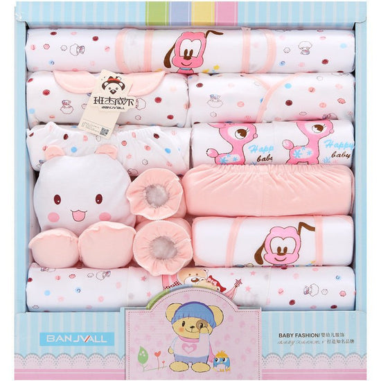 18-piece Cotton Newborn Gift Box Baby Clothes Set Newborn Baby Underwear Supplies $61.31 Dana Fashion Color: Pink Baby Clothing Product Information: Fabric name: cotton. Gift box content: clothing+shoes+accessories/supplies Fabric technology: soft treatme