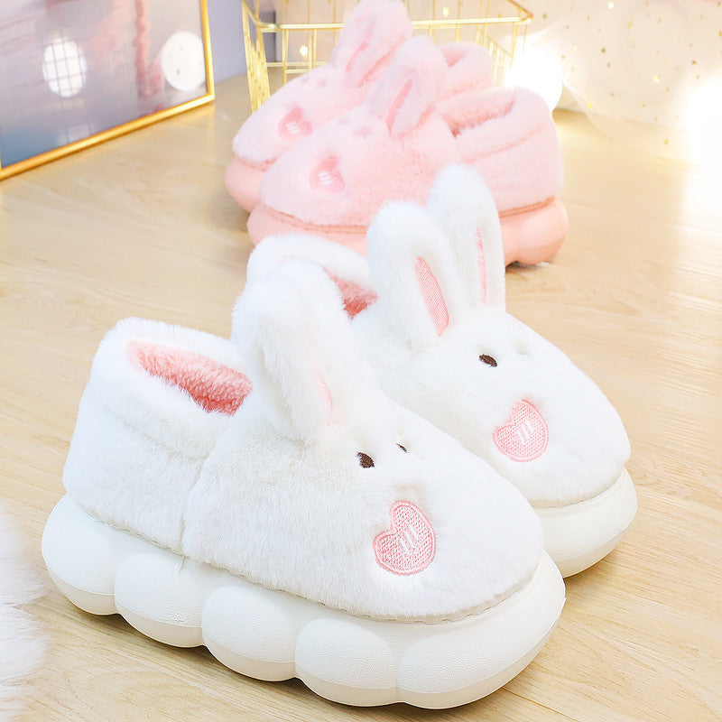 New Rabbit Women's Cute Warm And Non Slip Plush Cotton Slippers