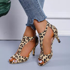 Women's Zippered High Heeled Fish Beak Sandals - DanaFashionstore