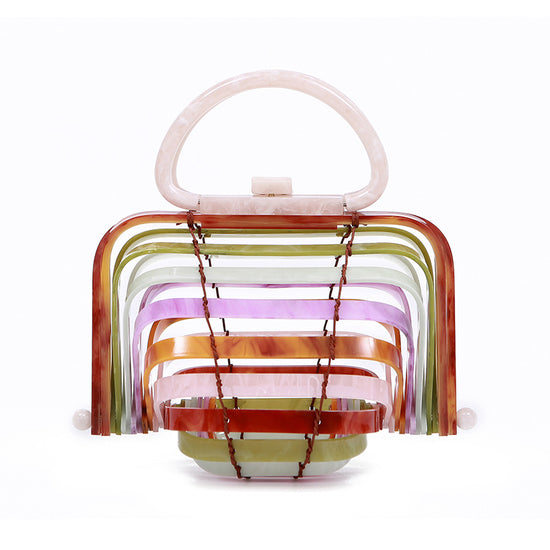 Acrylic bamboo basket hollow handbag foldable shell bag