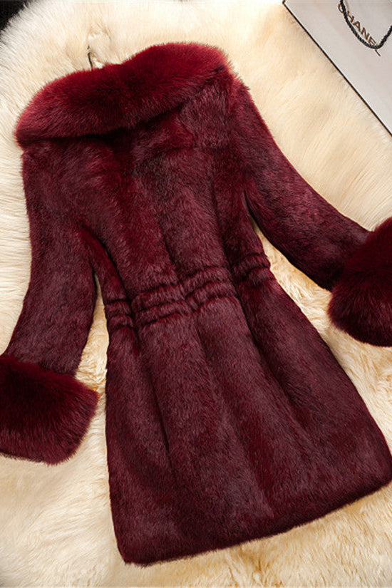 High-end Female Rabbit Fur Coat In The Long Section Of The Oversized Fox Fur Collar Coat New Fur Dana Fashion