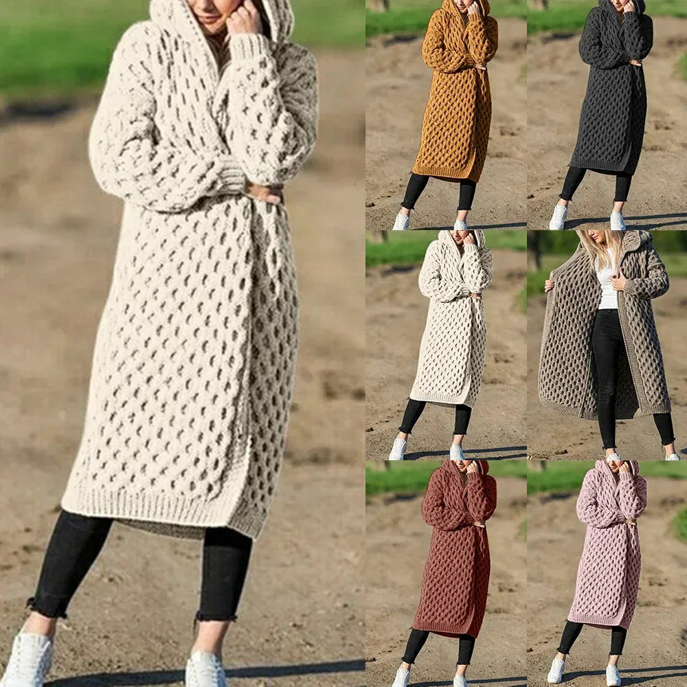 Women Winter Thick Warm Hooded Knitted Cardigan - DanaFashionstore