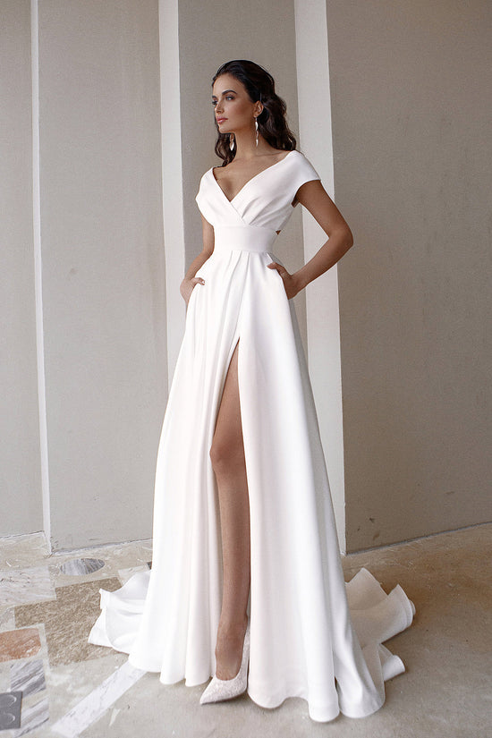 Women's V-Neck Solid Color Floor Long Dress