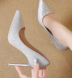 Silver Heels For Women And Black Sexy Everything French Mesh Red Sequins - DanaFashionstore
