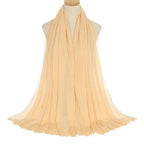 Pleated Viscose Yarn Monochrome Scarf Natural Wrinkled Cotton And Linen Burrs - DanaFashionstore
