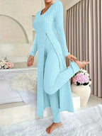 Crew Neck Split Long Sleeve Two-piece Set - DanaFashionstore