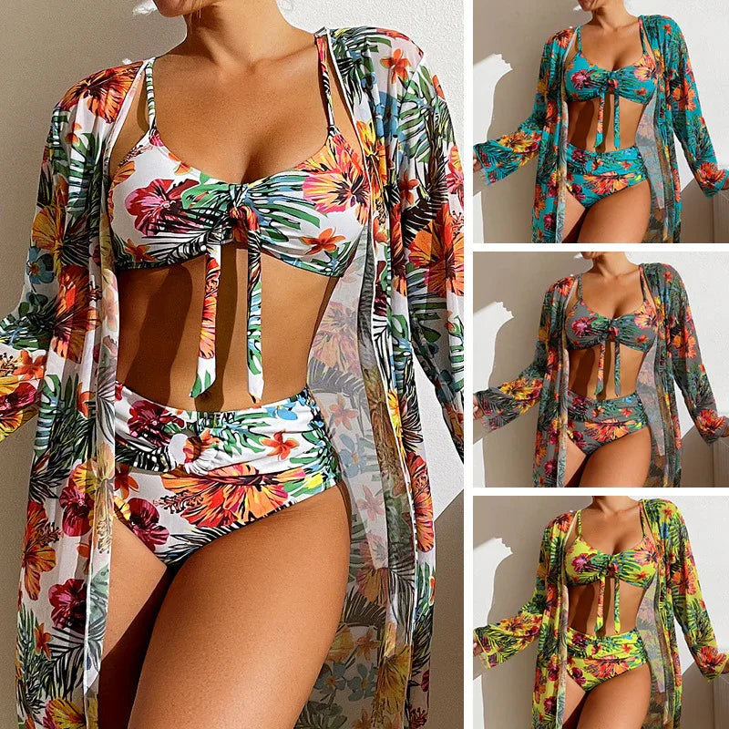 Women's Long Blouse Split Bikini Plus Size Suit - DanaFashionstore