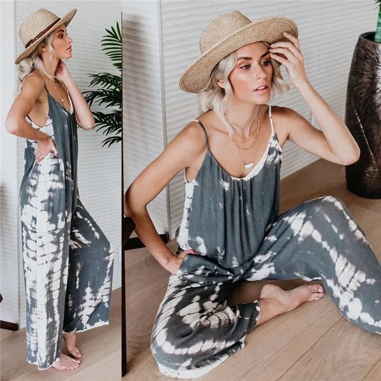 Tie-Dye Loose Pants Jumpsuit 2026 - Casual Colorful Jumpsuit - DanaFashionstore