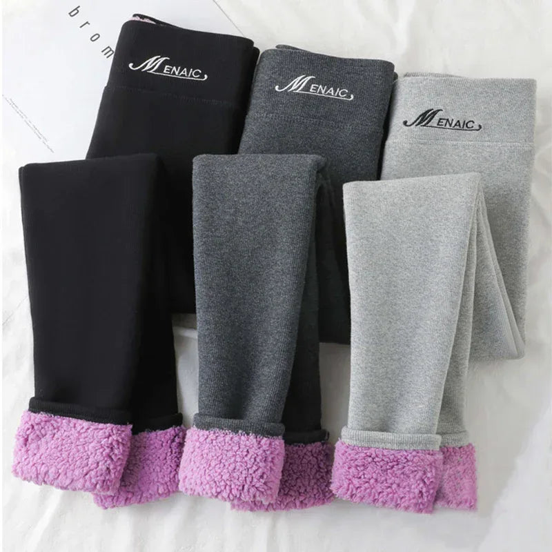 High Waist Plush Leggings Winter Warm Solid Slim Pants Fashion Trousers For Women Clothing - DanaFashionstore