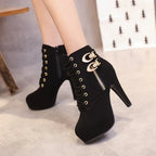 High heels stiletto platform zipper ankle boots - DanaFashionstore