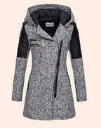 Women Warm Slim Full Zipper Coat Thick Woolen Coat Female Fall Winter Windbreaker Hooded Diagonal Zipper Women's Clothing - DanaFashionstore