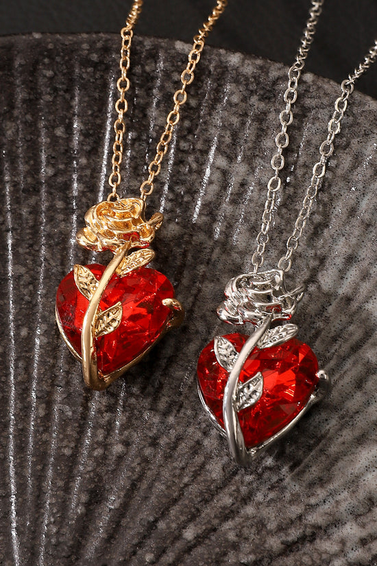 Punk Rose Love Necklace Fashion Personality Heart-shaped Clavicle Chain Pendant Necklace For Valentine's Day