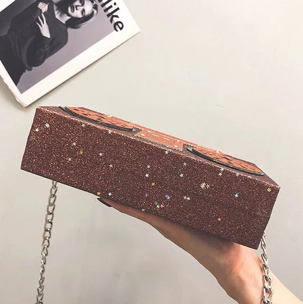 Sequins box bag radio handbag bright surface Harajuku wind Messenger bag - DanaFashionstore