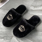 Women's winter home warm slippers non-slip soft bottom crown slippers - DanaFashionstore