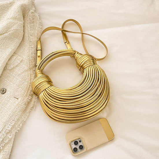 Instafamous Metal Noodles Underarm Bag Fashion Shiny Surface - Dana Fashion