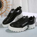 Lace-up Sports Shoes With Side-Zipper Design Fashion Thick-soled Round-toe Casual Shoes For Women Sneakers - DanaFashionstore