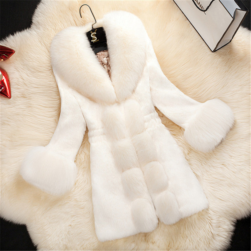 High-end Female Rabbit Fur Coat In The Long Section Of The Oversized Fox Fur Collar Coat New Fur Dana Fashion