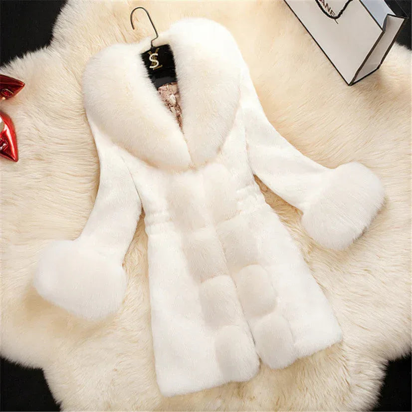 High-end Female Rabbit Fur Coat In The Long Section Of The Oversized Fox Fur Collar Coat New Fur - DanaFashionstore