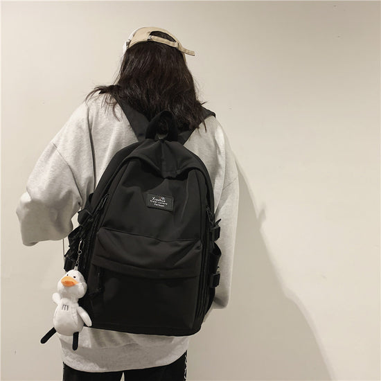 School Season New Fashion Backpack Fresh Middle School Students Korean Casual Solid Color Backpack