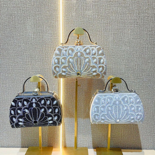 Women's Portable Solid Color Creative Rhinestone Handbag - Dana Fashion