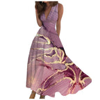 Summer New V-neck Fashion Digital Printing Maxi Dress