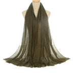 Pleated Viscose Yarn Monochrome Scarf Natural Wrinkled Cotton And Linen Burrs - DanaFashionstore