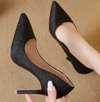 Silver Heels For Women And Black Sexy Everything French Mesh Red Sequins - DanaFashionstore
