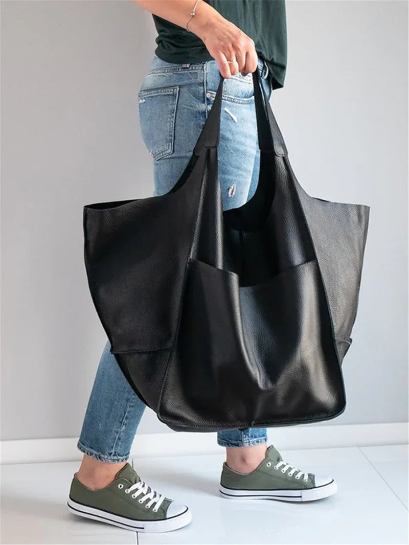 Simple Large Bag Soft Leather Large Capacity One-shoulder Portable Tote Bag - DanaFashionstore