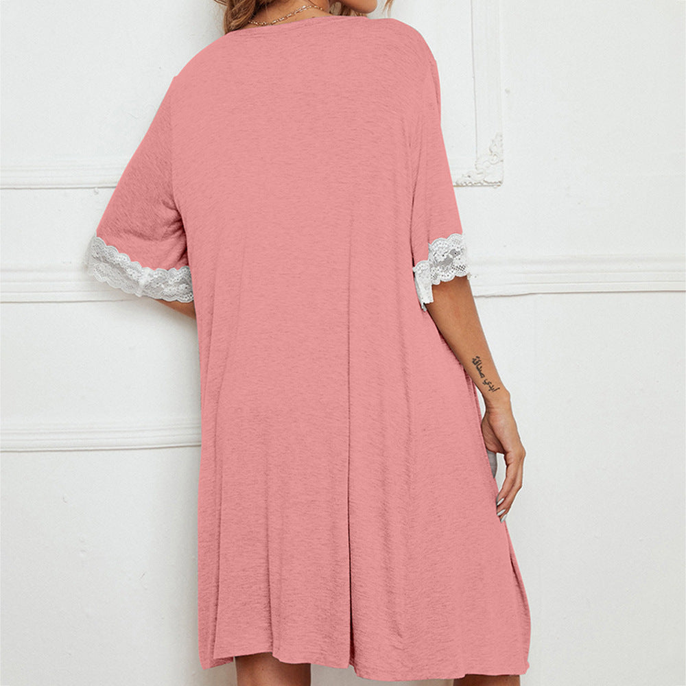 Pajama Suit Lace Stretch Slip Nightdress Nightgown Breathable Two-piece Set Sexy Home Wear - Dana Fashion