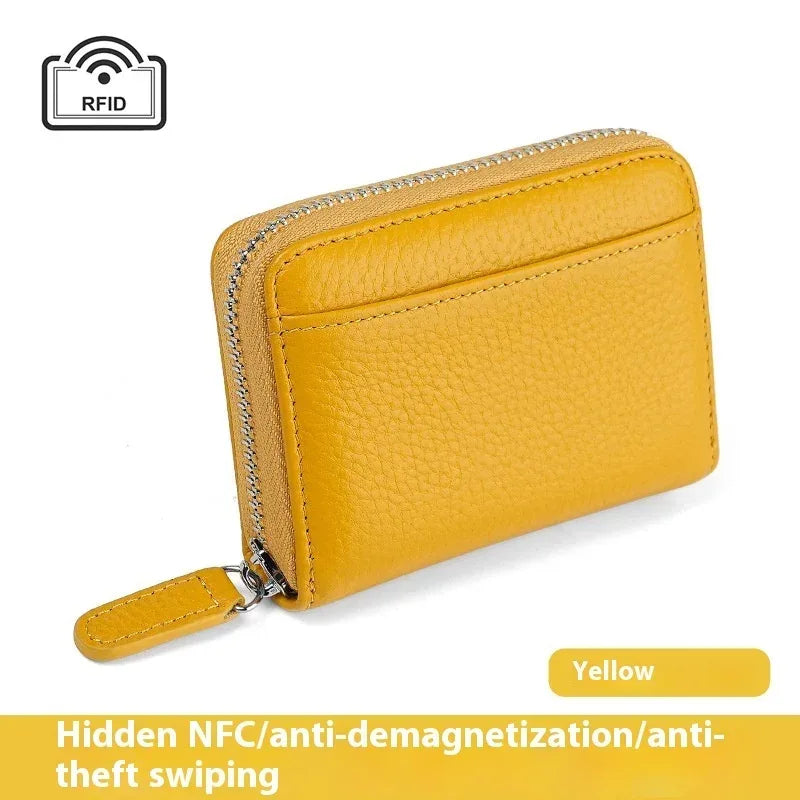 2024 RFID Genuine Leather Card Wallet Men Women Purse With Coin Pocket Zipper Credit Card Holder Small Wallets Bags - DanaFashionstore