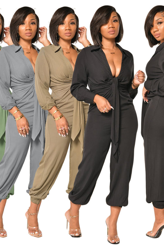 Sexy long sleeve V-neck Jumpsuit