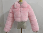 Women's Fur Coat Fox Fur Stitching Short Lapel Long Sleeve Coat - DanaFashionstore