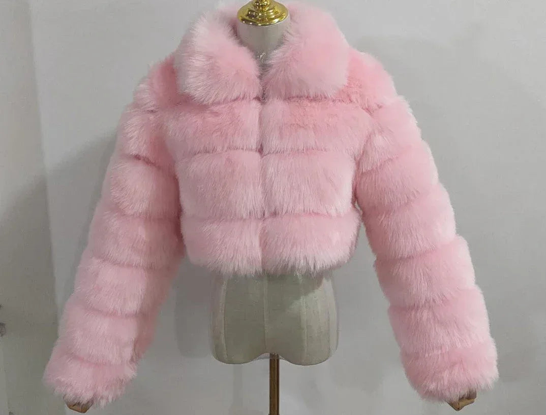 Women's Fur Coat Fox Fur Stitching Short Lapel Long Sleeve Coat - DanaFashionstore