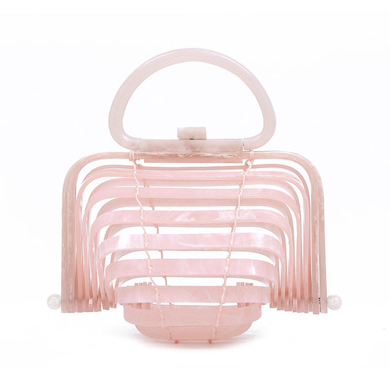 Acrylic bamboo basket hollow handbag foldable shell bag