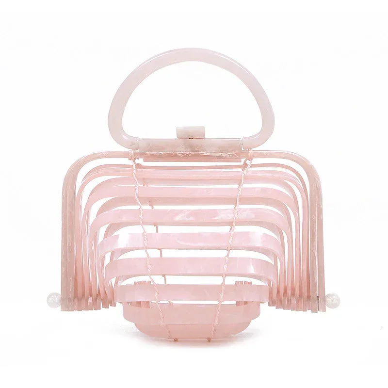 Acrylic bamboo basket hollow handbag foldable shell bag - DanaFashionstore