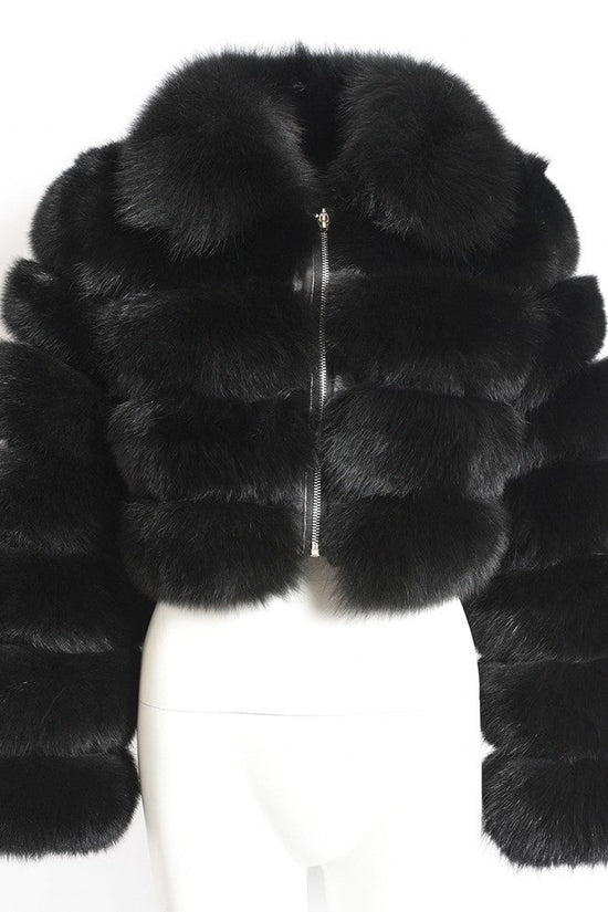 Women's Fur Coat Fox Fur Stitching Short Lapel Long Sleeve Coat Dana Fashion
