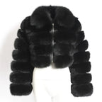 Women's Fur Coat Fox Fur Stitching Short Lapel Long Sleeve Coat - DanaFashionstore