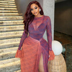 Lightweight Sheer High-Low Dress 2026 - Ruffled Long Sleeve Dress - DanaFashionstore