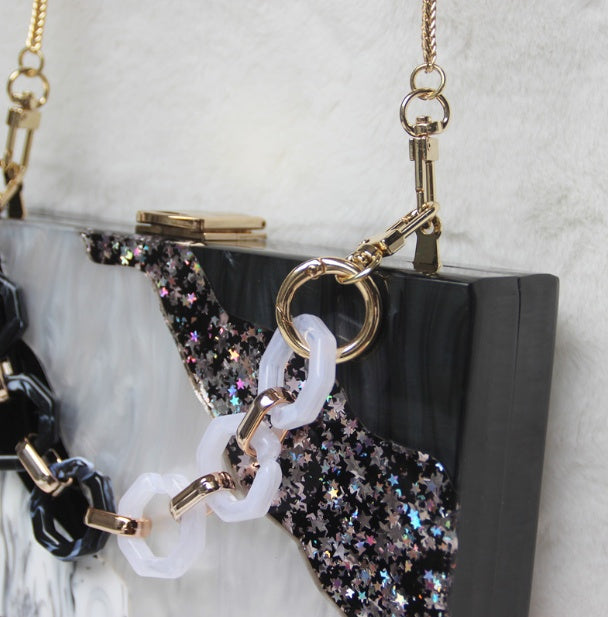 Acrylic hand dinner dress bag Luxury Marble Phone Clutch - Dana Fashion