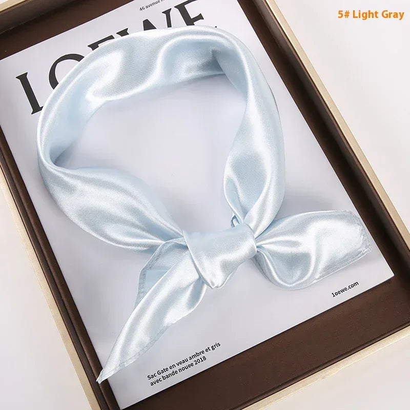 Solid Color Square Scarf Artificial Silk Small Square Towel - DanaFashionstore